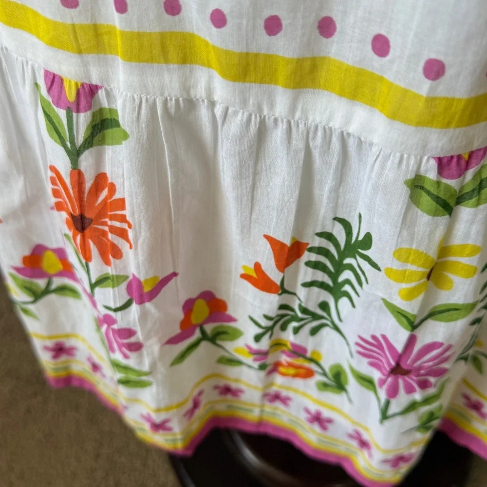BANJANAN NWT Hannah Dress White Floral Print Long Maxi Flutter Sleeve Sz S - Picture 8 of 10